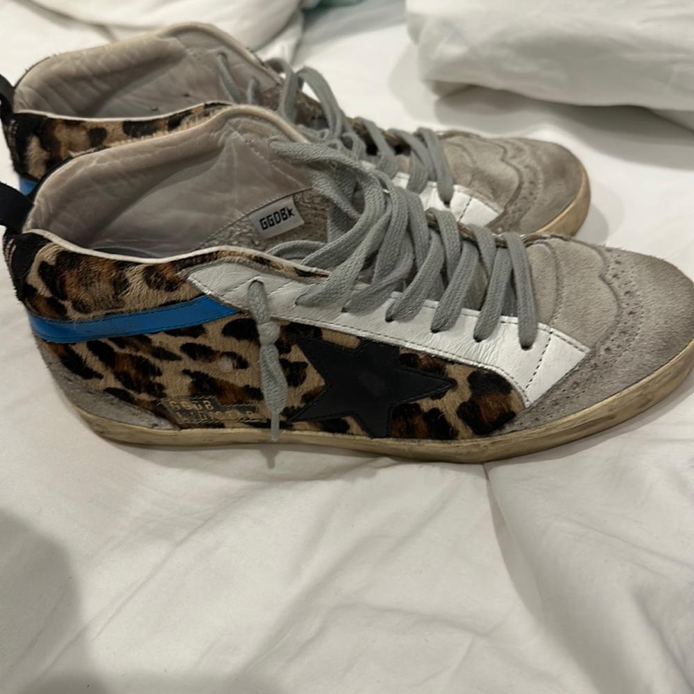 Mid star golden goose leopard pony print from Amsterdam size 36